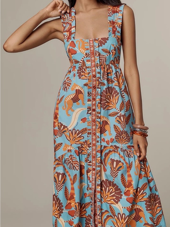 FARM Rio Dresses & Skirts - FARM Rio x Anthropologie Square-Neck Midi Dress